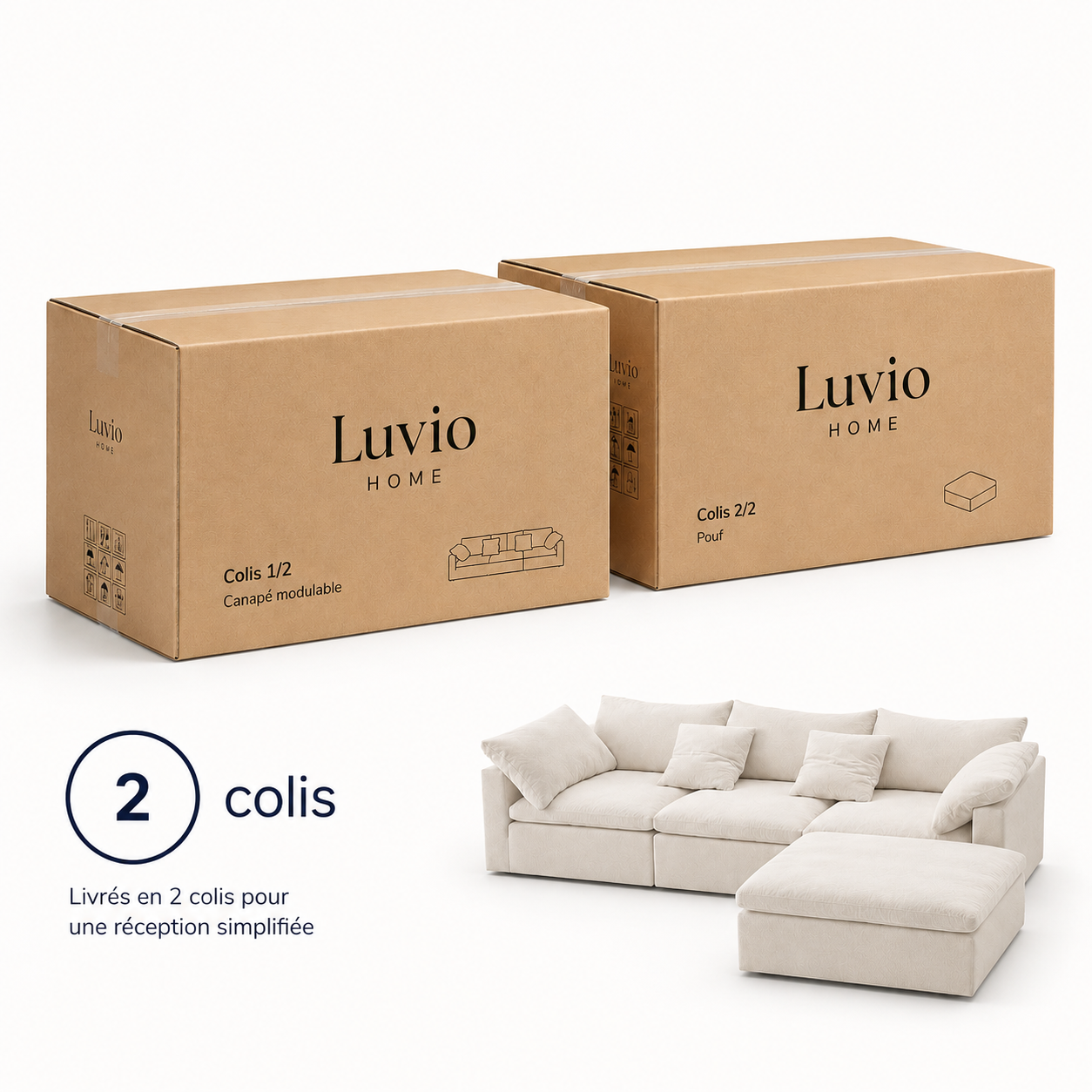 Canapé nuage modulable blanc avec îlot