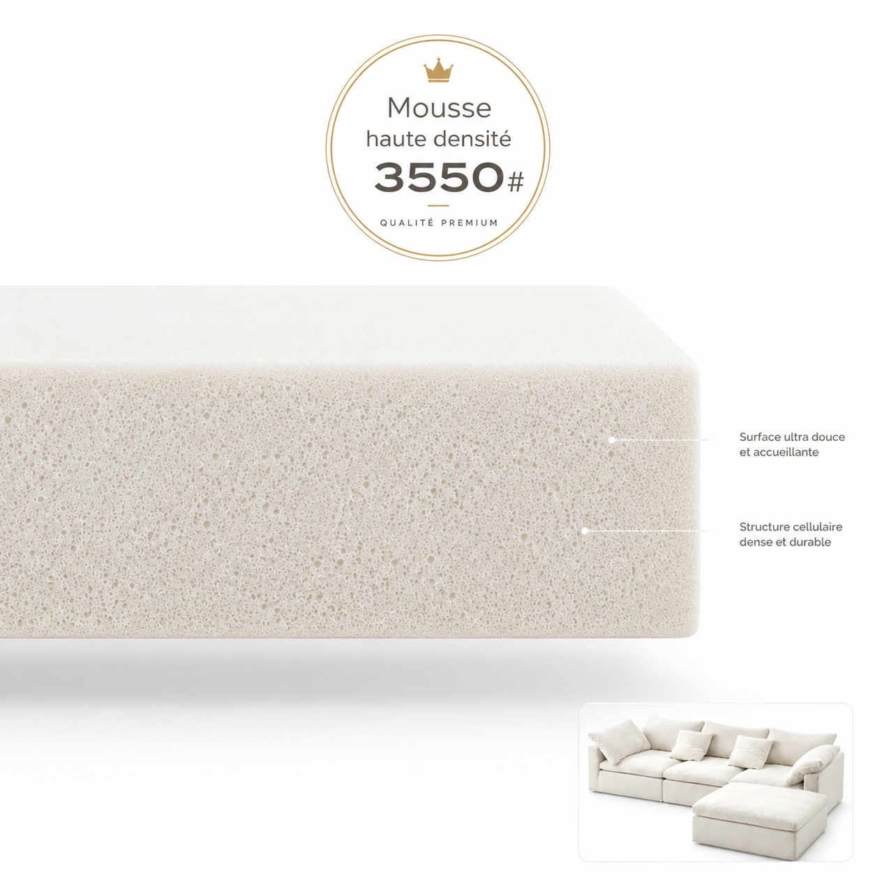 Canapé nuage modulable blanc avec îlot
