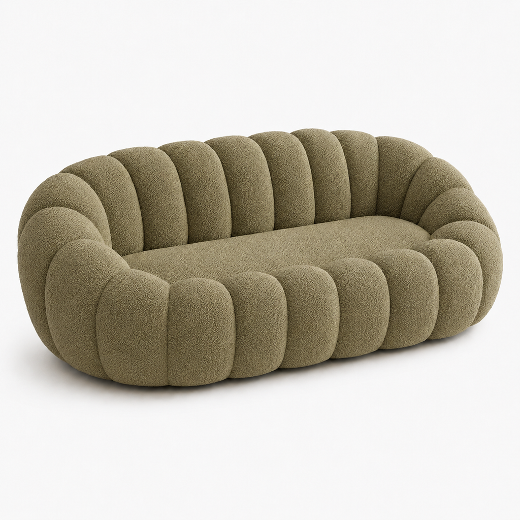 Canapé bubble bouclé kaki 2 places
