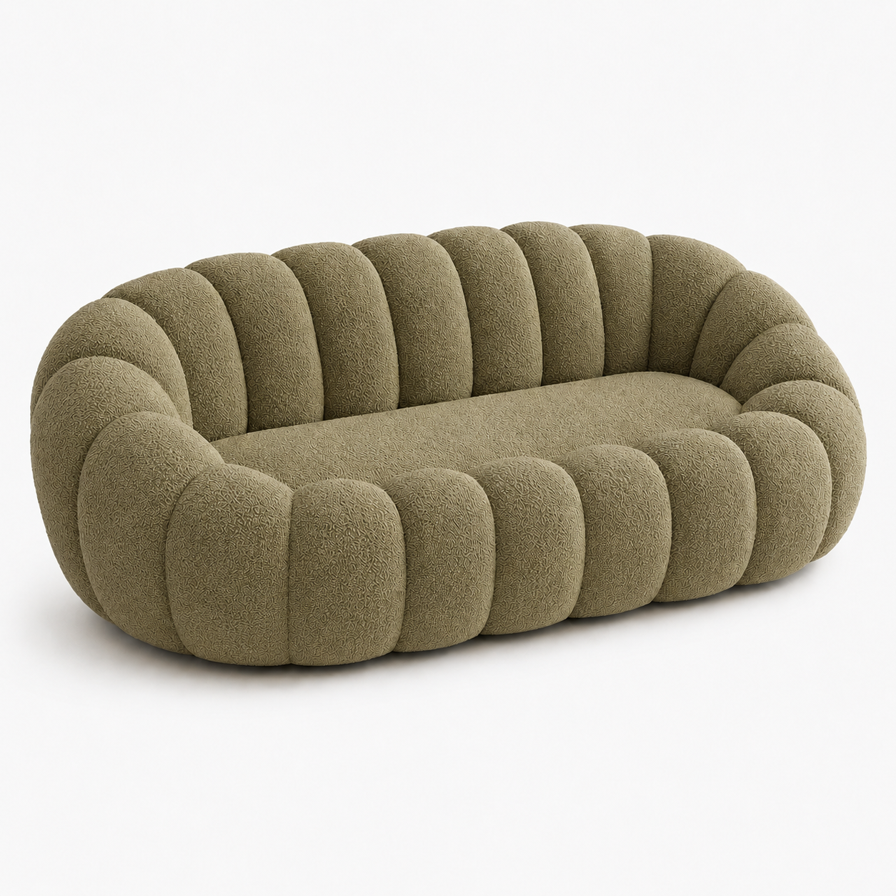 Canapé bubble bouclé kaki 2 places