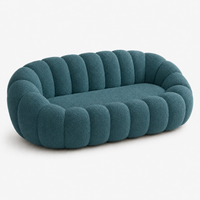 Canapé bubble bouclé bleu canard 2 places