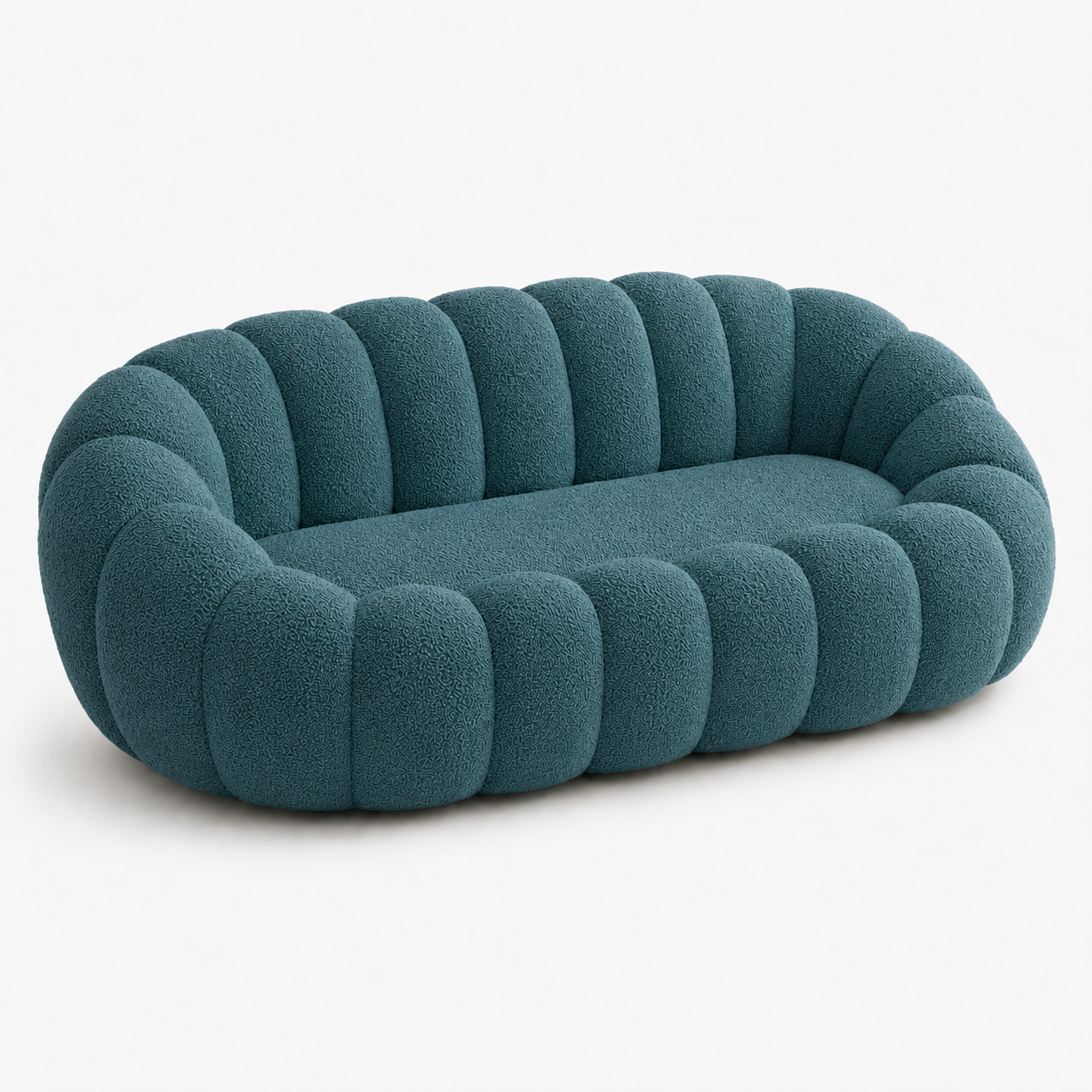 Canapé bubble bouclé bleu canard 2 places