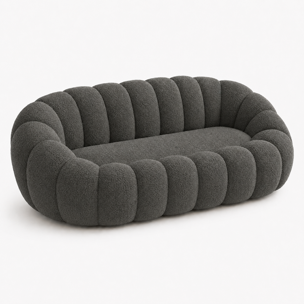 Canapé bubble bouclé gris foncé 2 places