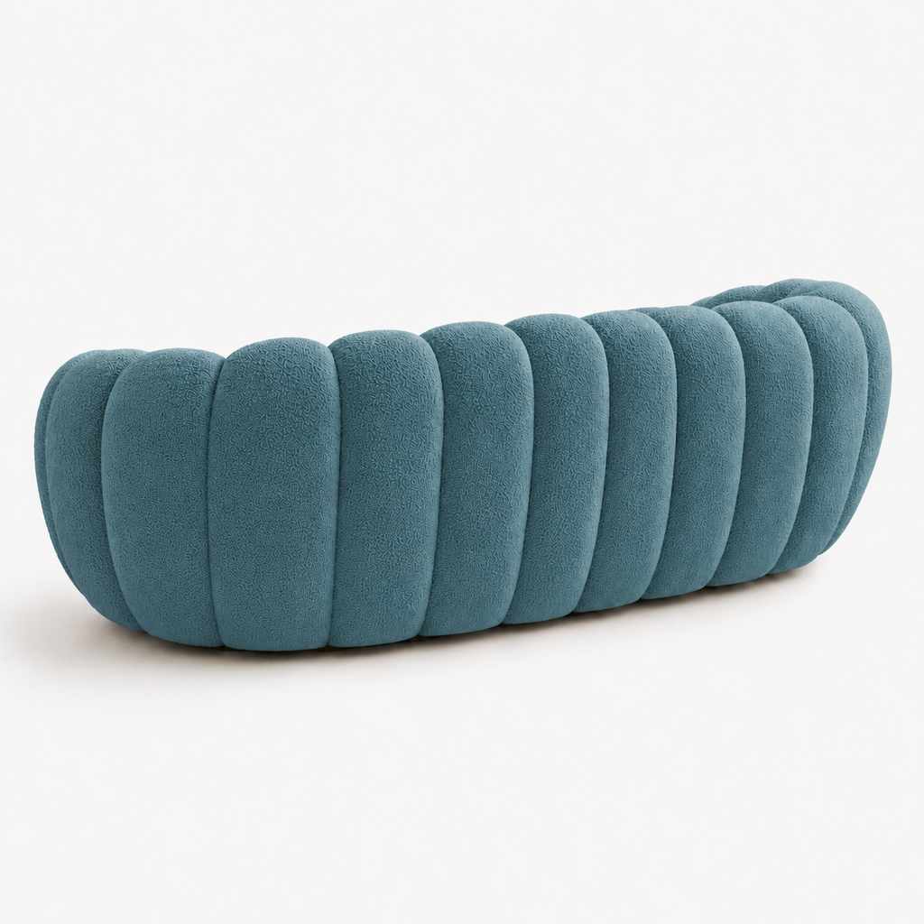 Canapé bubble bouclé bleu canard 2 places
