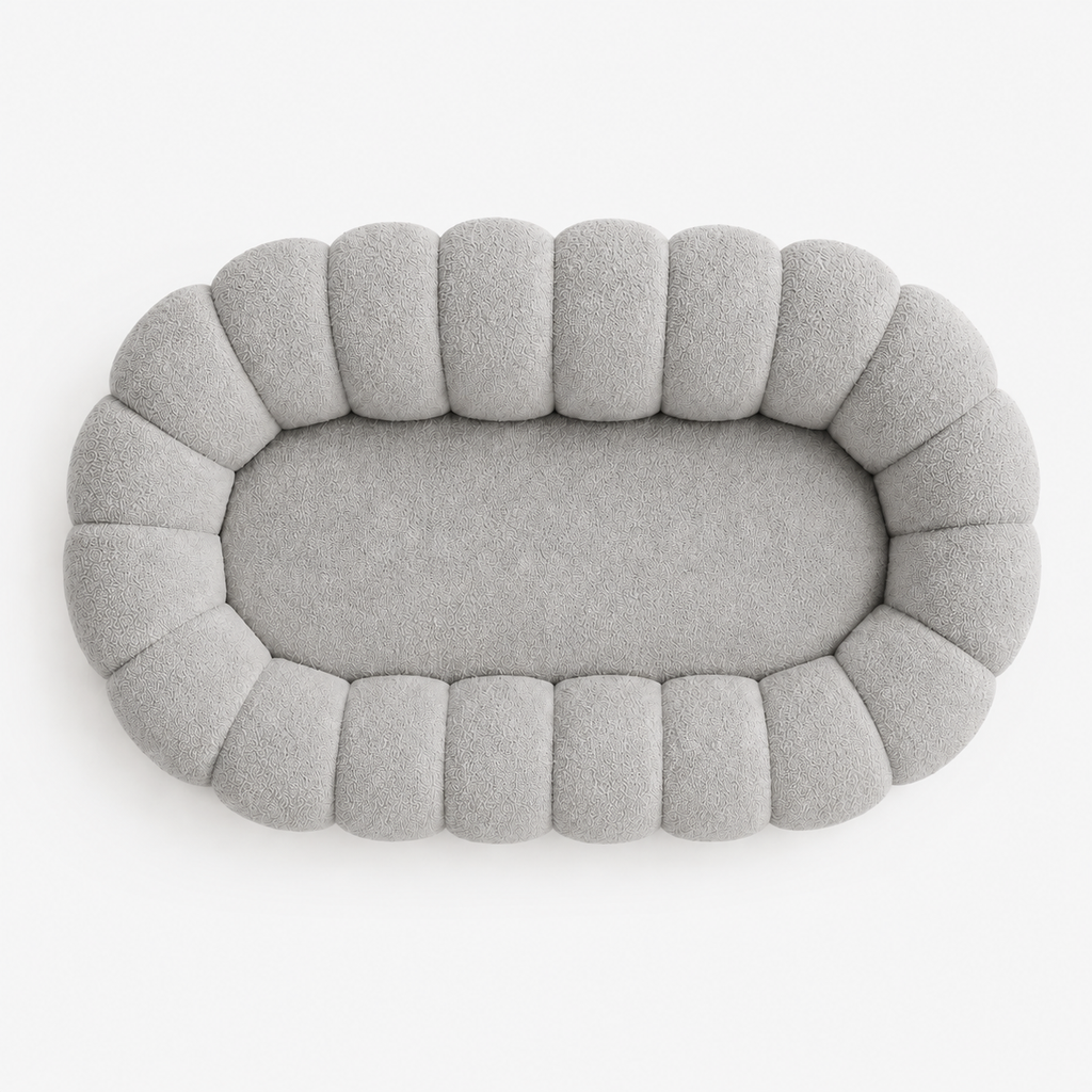 Canapé bubble bouclé gris clair 2 places
