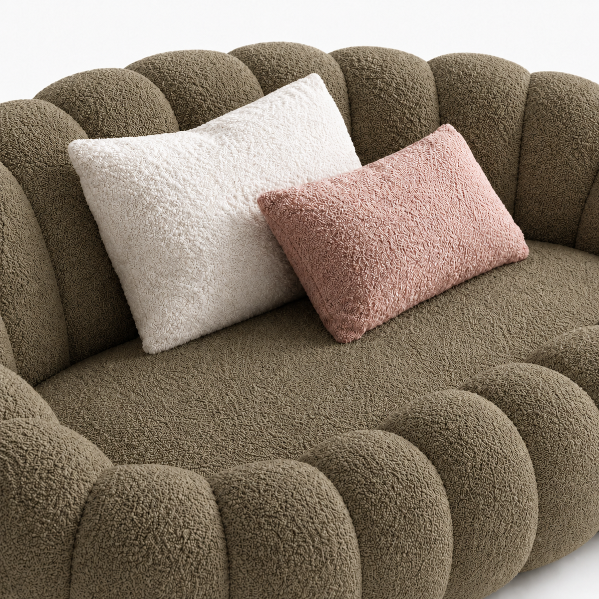 Canapé bubble bouclé kaki 2 places