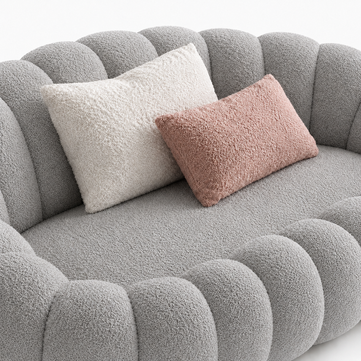 Canapé bubble bouclé gris clair 2 places