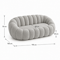 Canapé bubble bouclé gris clair 2 places