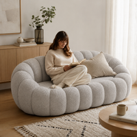 Canapé bubble bouclé gris clair 2 places