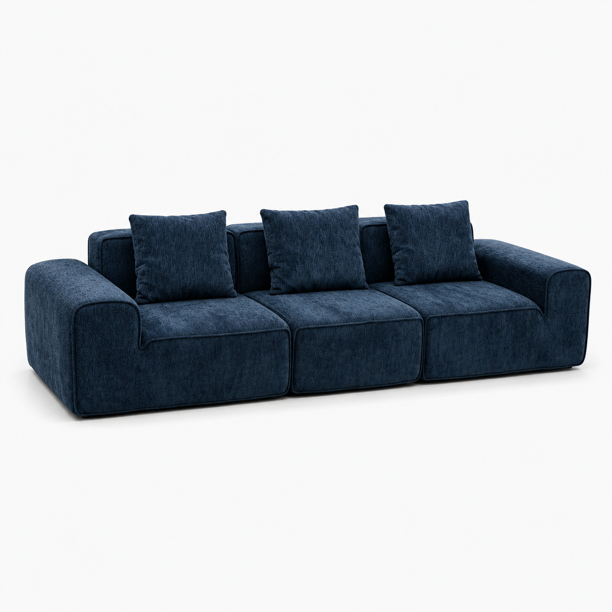 Canapé modulaire velours chenille bleu marine 3 places