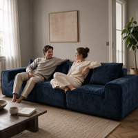 Canapé modulaire velours chenille bleu marine 3 places