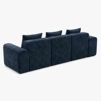 Canapé modulaire velours chenille bleu marine 3 places
