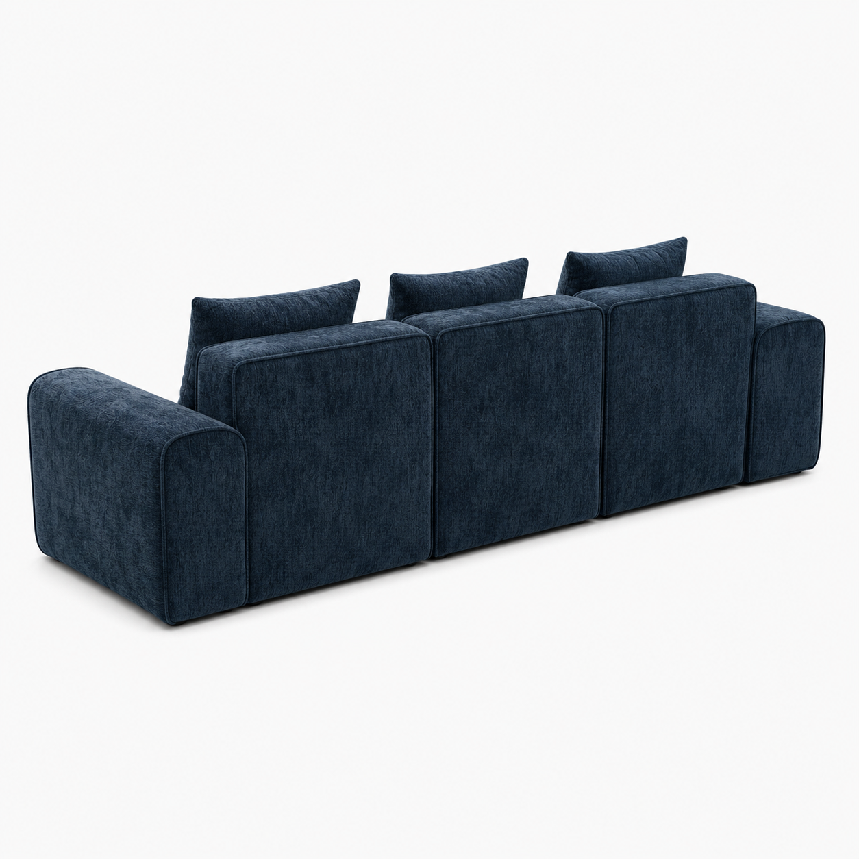 Canapé modulaire velours chenille bleu marine 3 places