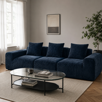 Canapé modulaire velours chenille bleu marine 3 places