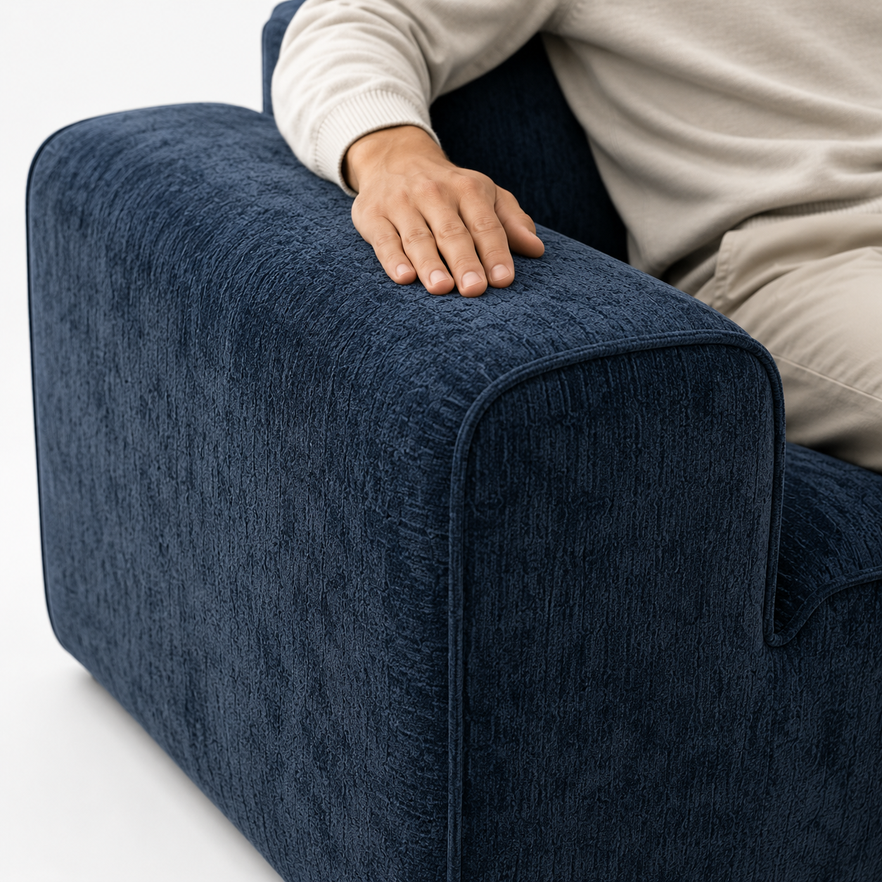 Canapé modulaire velours chenille bleu marine 3 places