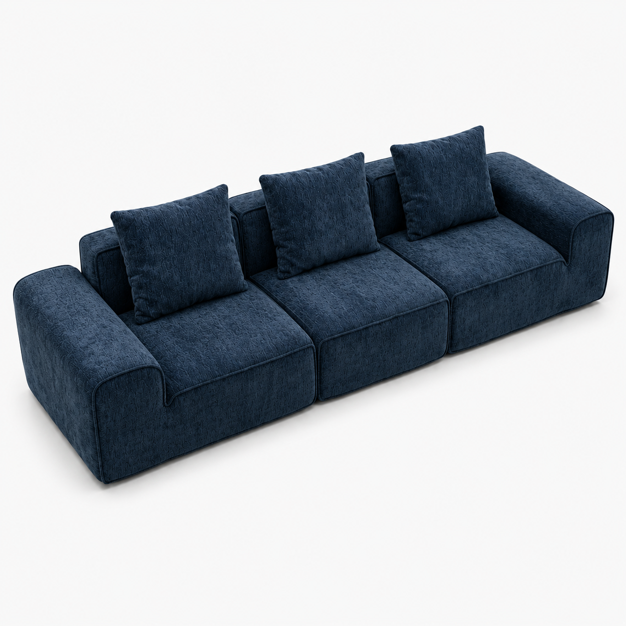 Canapé modulaire velours chenille bleu marine 3 places