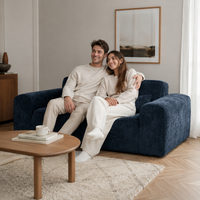 Canapé modulaire velours chenille bleu marine 2 places