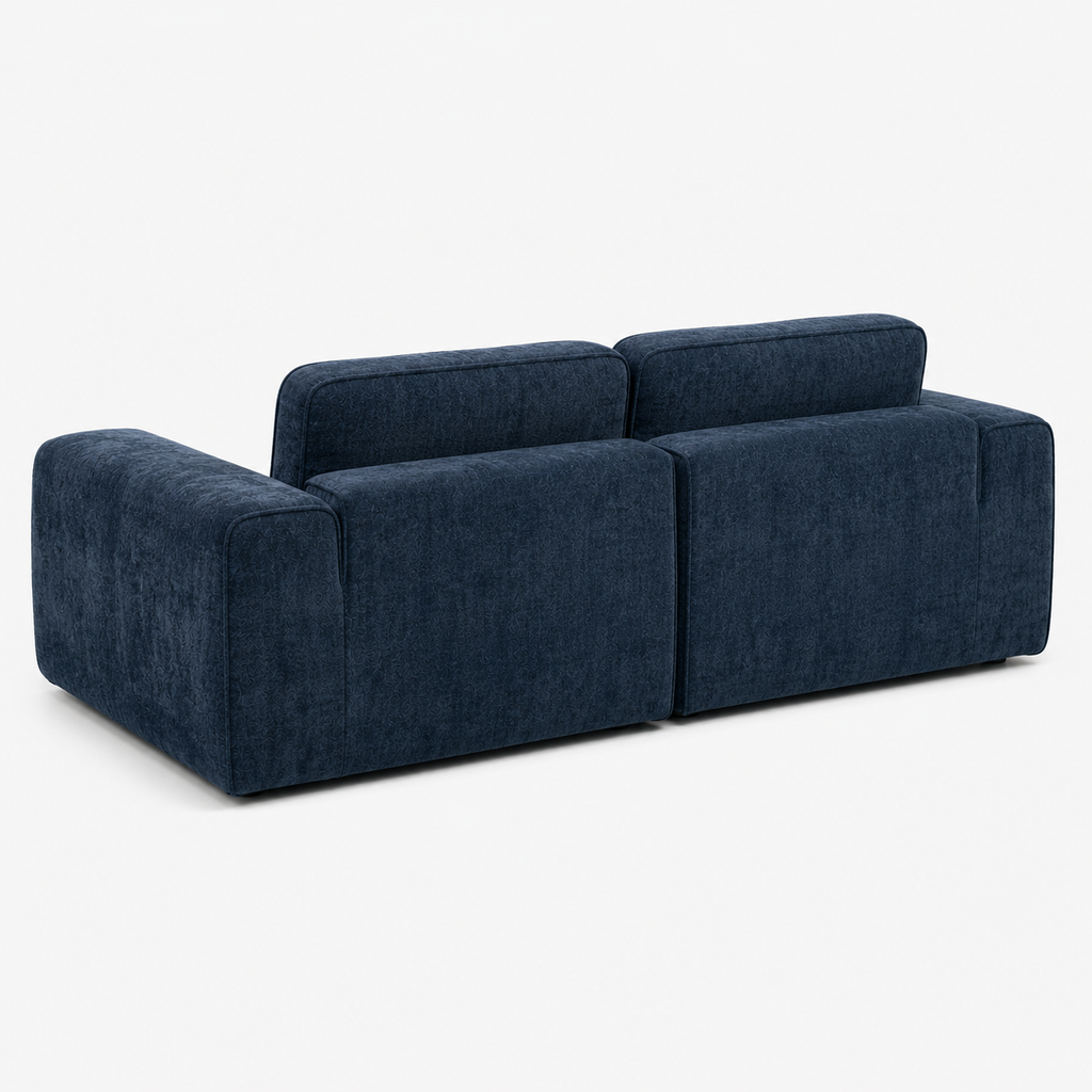 Canapé modulaire velours chenille bleu marine 2 places