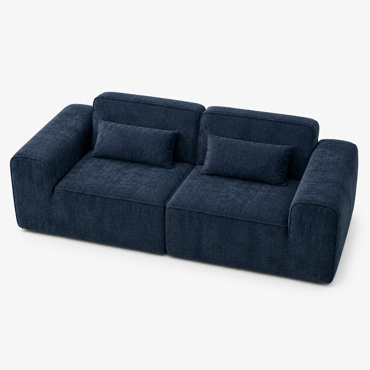 Canapé modulaire velours chenille bleu marine 2 places