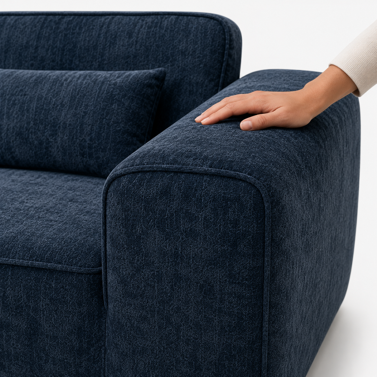 Canapé modulaire velours chenille bleu marine 2 places