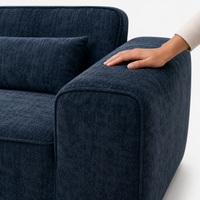 Canapé modulaire velours chenille bleu marine 2 places
