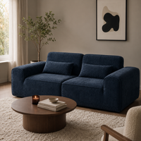 Canapé modulaire velours chenille bleu marine 2 places