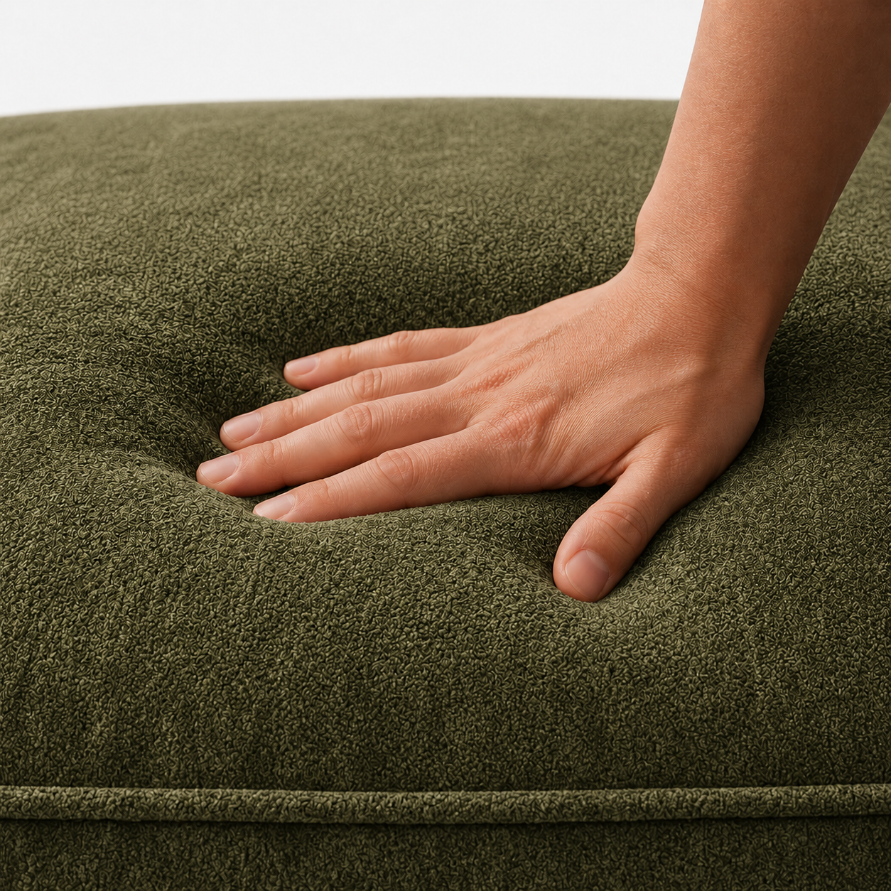 Canapé modulaire velours chenille vert kaki 2 places