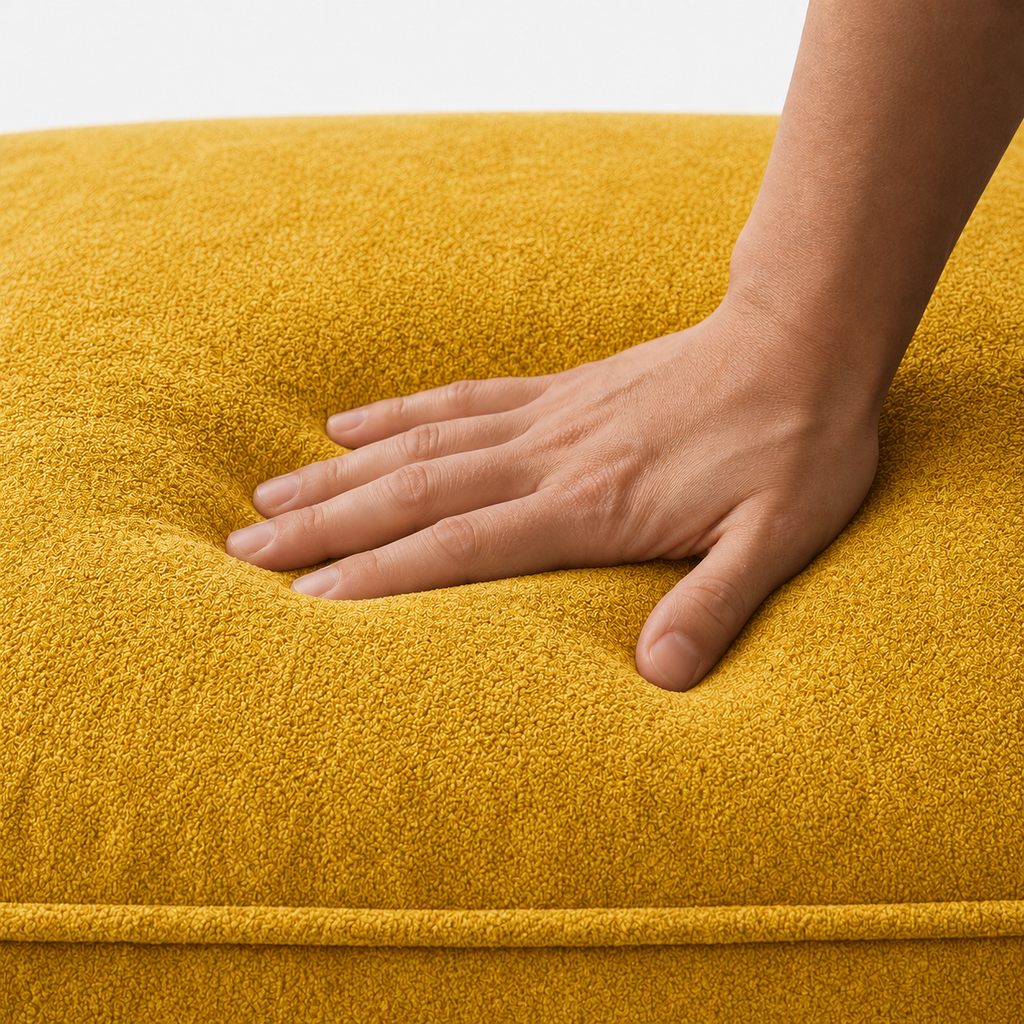 Canapé modulaire velours chenille jaune 2 places