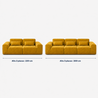 Canapé modulaire velours chenille jaune 2 places