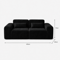 Canapé modulaire velours chenille noir 2 places