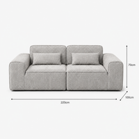 Canapé modulaire velours chenille gris clair 2 places