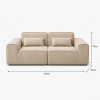 Canapé modulaire velours chenille crème 2 places