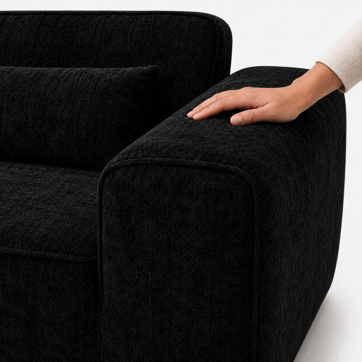 Canapé modulaire velours chenille noir 2 places