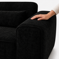 Canapé modulaire velours chenille noir 2 places