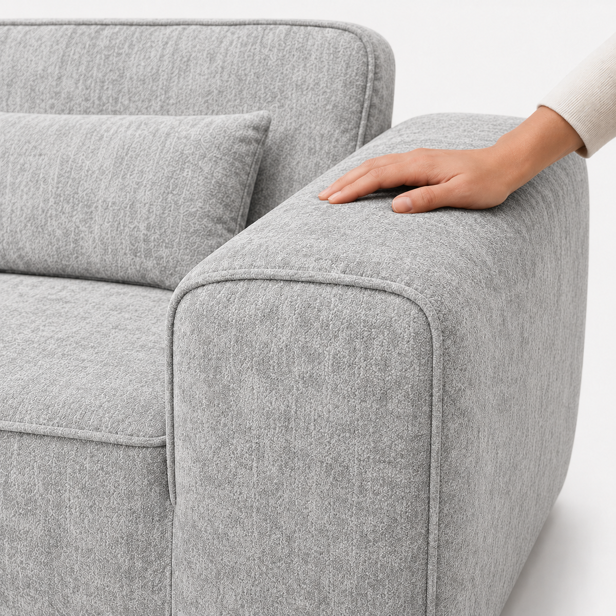 Canapé modulaire velours chenille gris clair 2 places