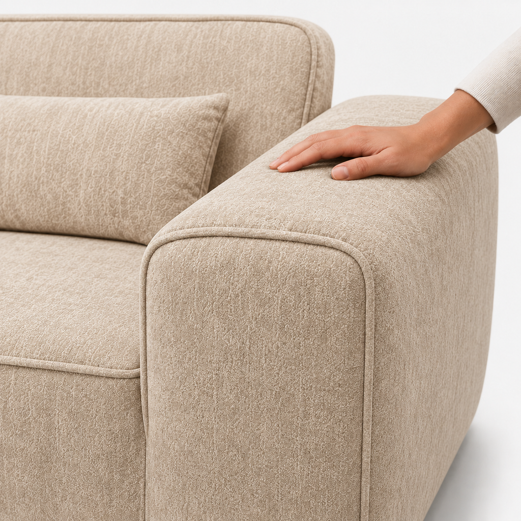 Canapé modulaire velours chenille crème 2 places
