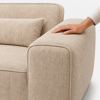 Canapé modulaire velours chenille crème 2 places