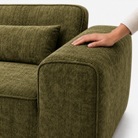 Canapé modulaire velours chenille vert kaki 2 places