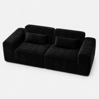 Canapé modulaire velours chenille noir 2 places