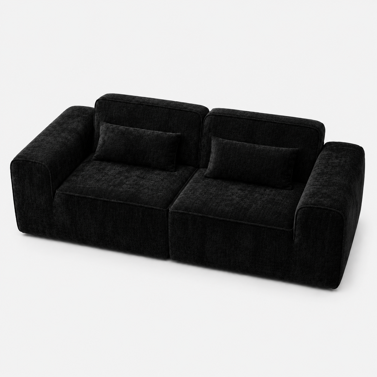 Canapé modulaire velours chenille noir 2 places