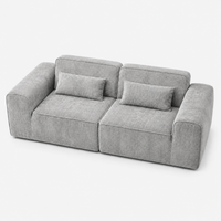 Canapé modulaire velours chenille gris clair 2 places
