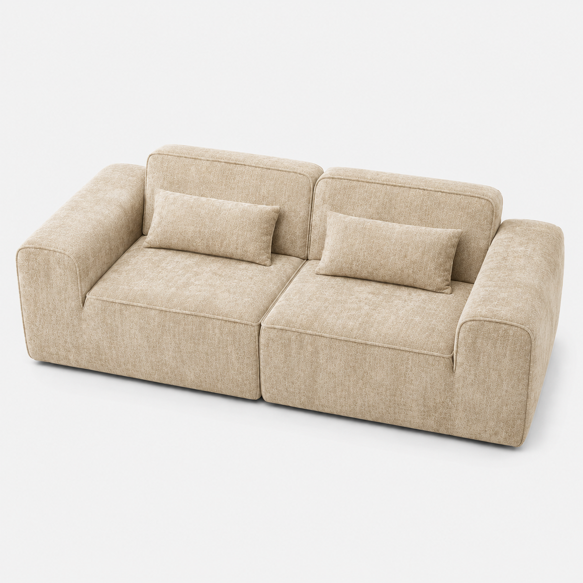Canapé modulaire velours chenille crème 2 places