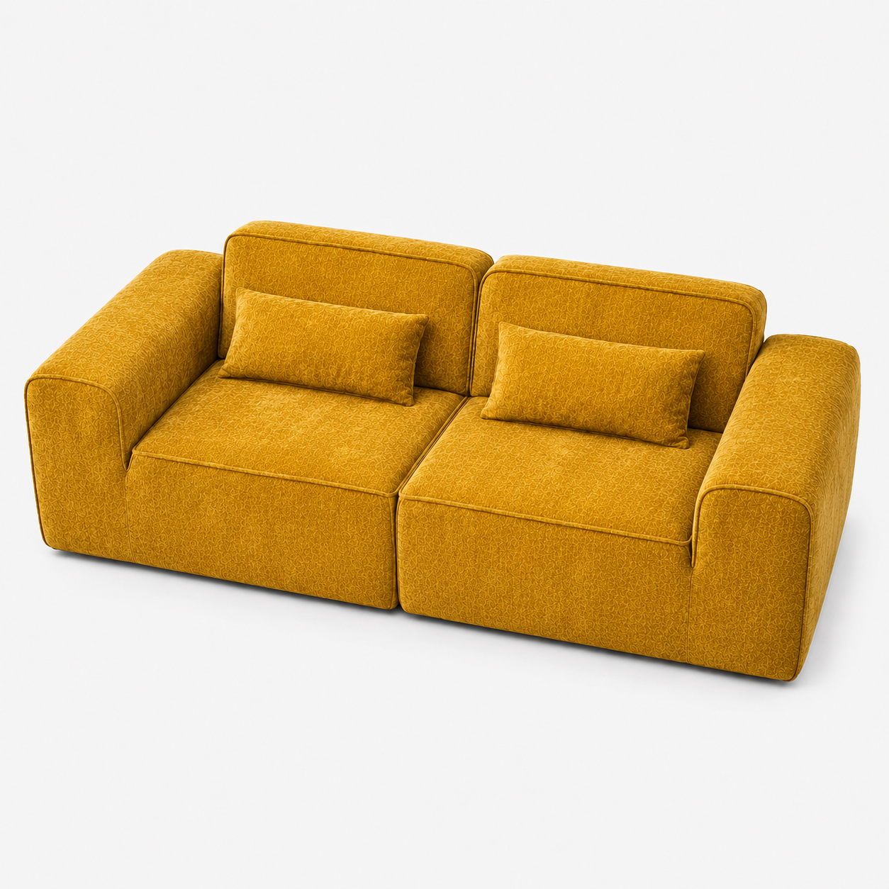 Canapé modulaire velours chenille jaune 2 places