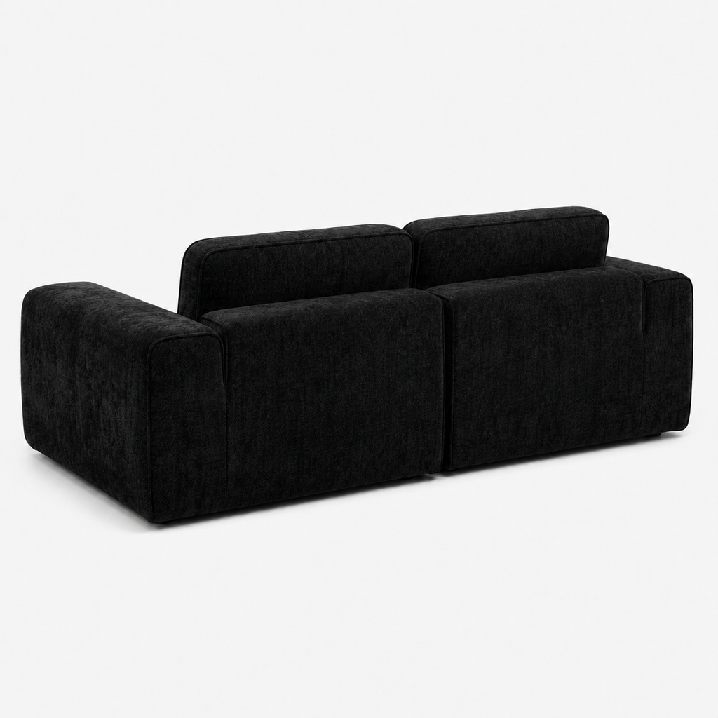 Canapé modulaire velours chenille noir 2 places