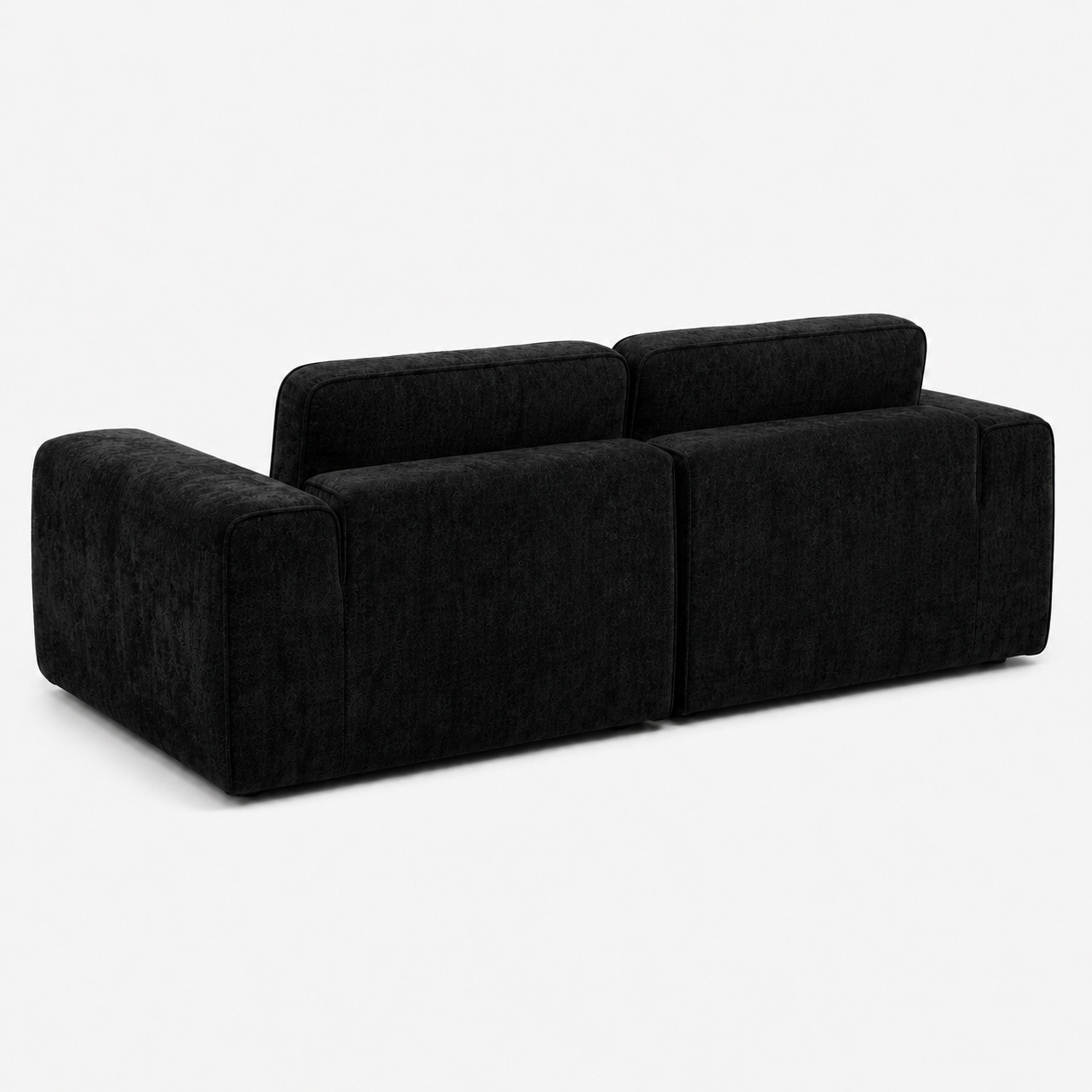 Canapé modulaire velours chenille noir 2 places