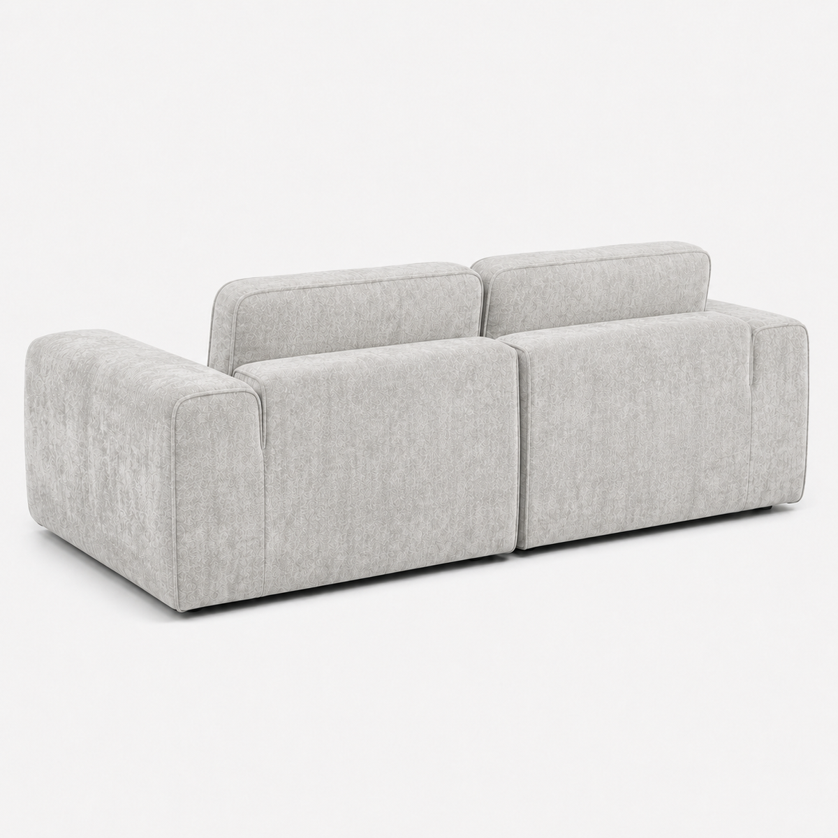 Canapé modulaire velours chenille gris clair 2 places