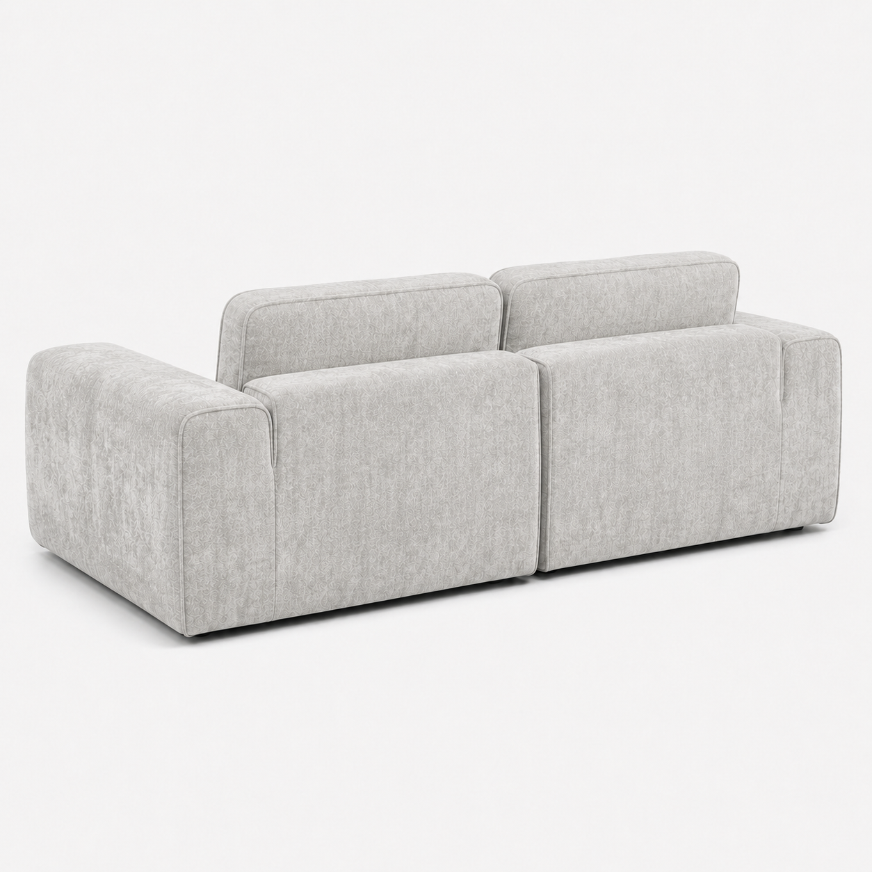 Canapé modulaire velours chenille gris clair 2 places
