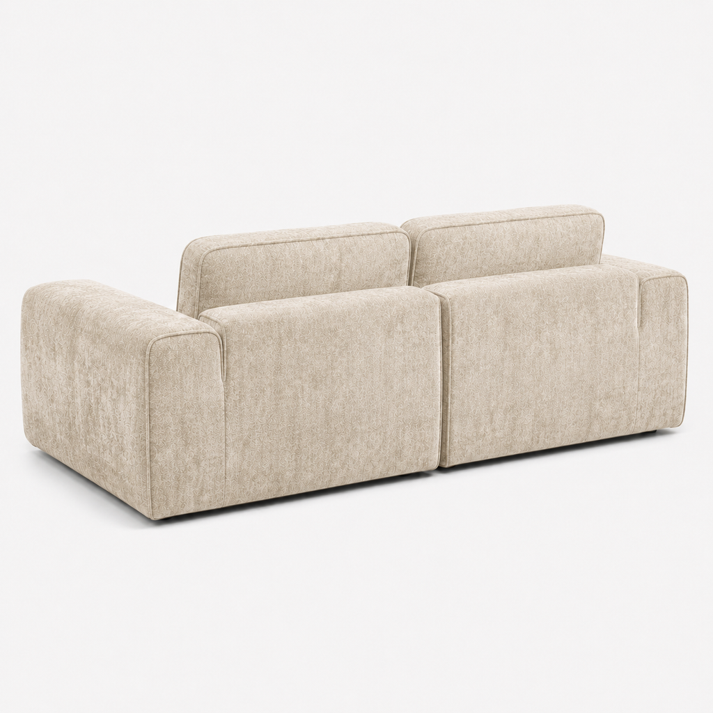 Canapé modulaire velours chenille crème 2 places