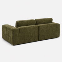 Canapé modulaire velours chenille vert kaki 2 places