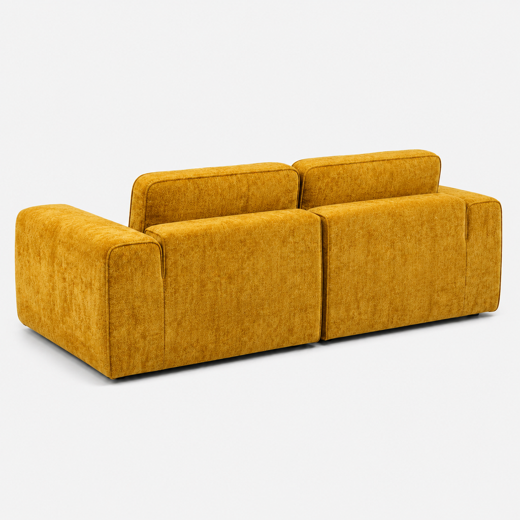 Canapé modulaire velours chenille jaune 2 places